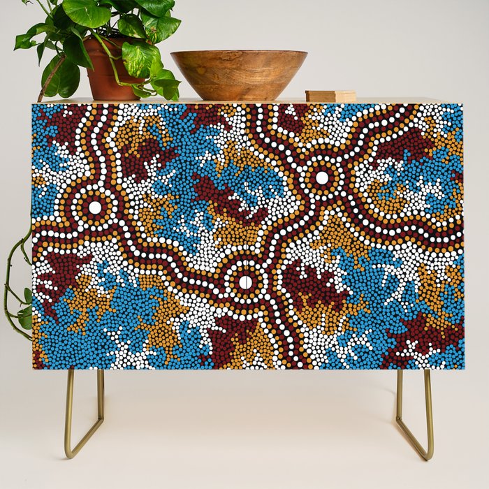Authentic Aboriginal Art - Wetland Dreaming Credenza Gallery Image 1