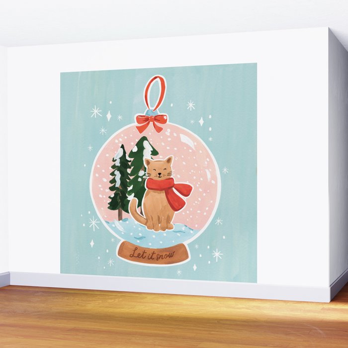 Cat in a Snowglobe Wall Mural Gallery Image 2