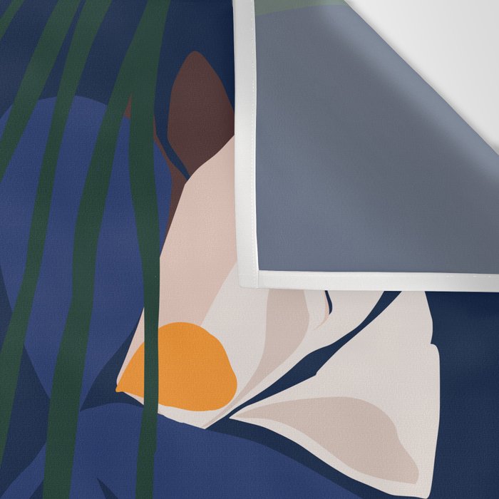 Outside at night â modern floral illustration Wall Tapestry Gallery Image 3