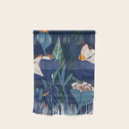Outside at night â modern floral illustration Wall Hanging Gallery Image 1