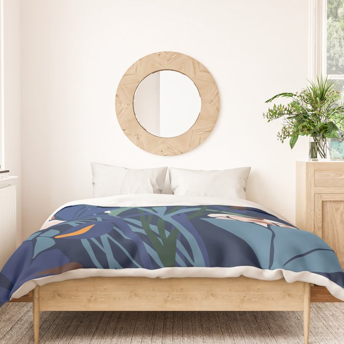 Outside at night â modern floral illustration Duvet Cover Gallery Image 3