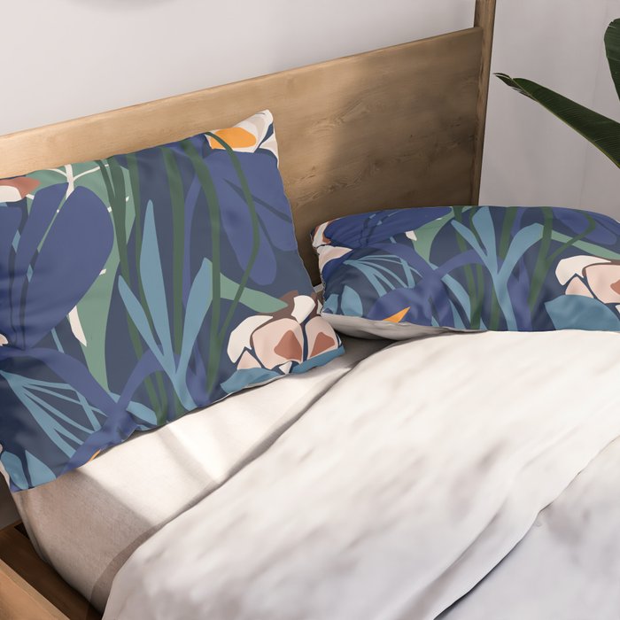Outside at night â modern floral illustration Pillow Sham Gallery Image 2
