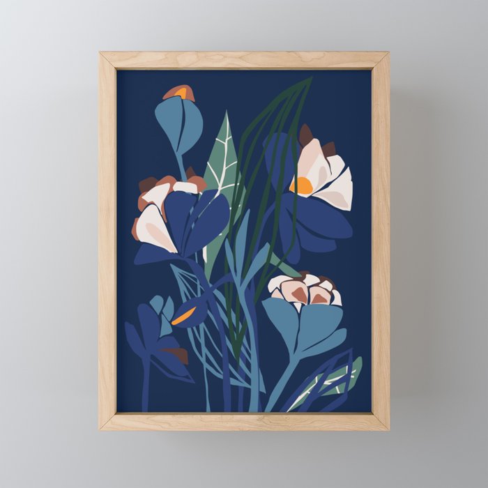 Outside at night â modern floral illustration Mini Art Print Gallery Image 1