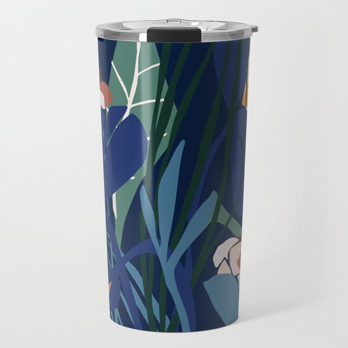 Outside at night â modern floral illustration Travel Mug Gallery Image 1