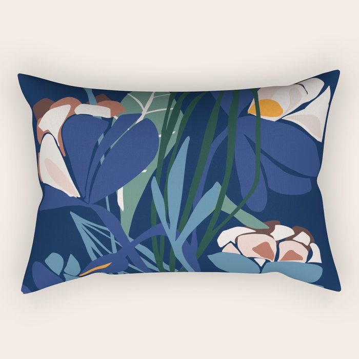 Outside at night â modern floral illustration Rectangular Pillow Gallery Image 1