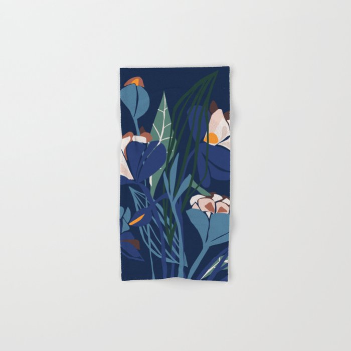Outside at night â modern floral illustration Bath Towel Gallery Image 1