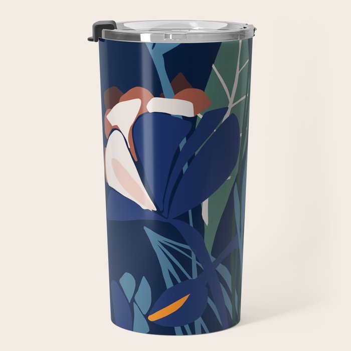 Outside at night â modern floral illustration Travel Mug Gallery Image 3