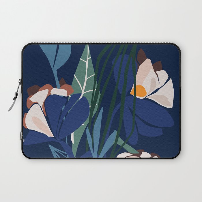 Outside at night â modern floral illustration Laptop Sleeve Gallery Image 1