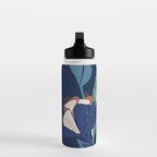 Outside at night â modern floral illustration Water Bottle Gallery Image 3