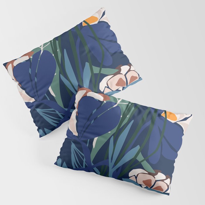 Outside at night â modern floral illustration Pillow Sham Gallery Image 1