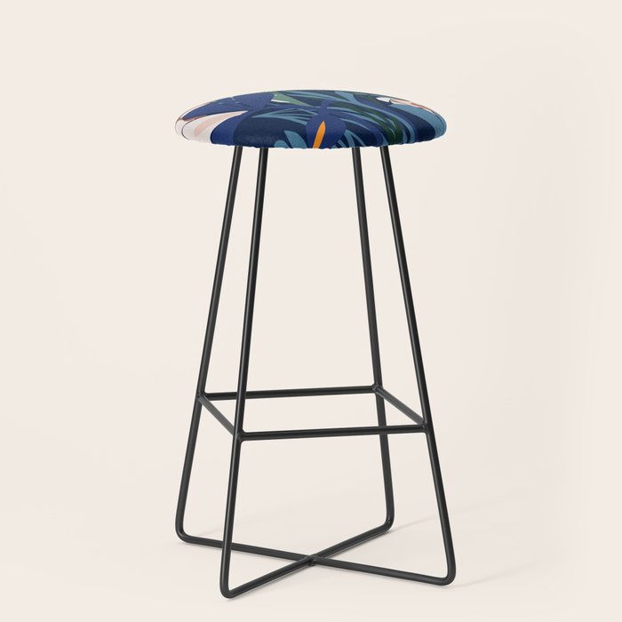 Outside at night â modern floral illustration Stool Gallery Image 1