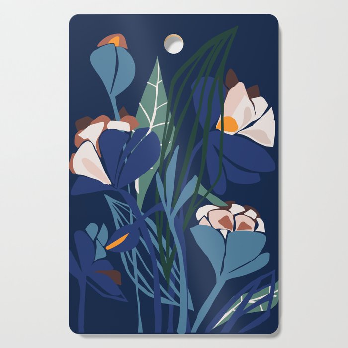 Outside at night â modern floral illustration Cutting Board Gallery Image 1