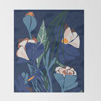 Outside at night â modern floral illustration Throw Blanket Gallery Image 2