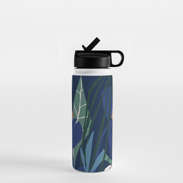 Outside at night â modern floral illustration Water Bottle Gallery Image 1