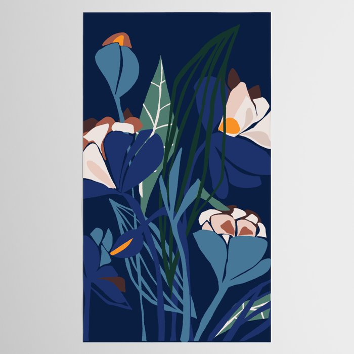 Outside at night â modern floral illustration Tablecloth Gallery Image 2