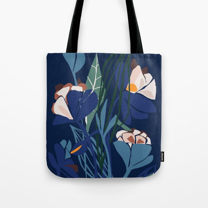 Outside at night â modern floral illustration Tote Bag Gallery Image 1