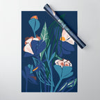 Outside at night â modern floral illustration Wrapping Paper Gallery Image 1