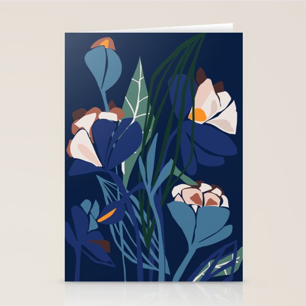 Outside at night â modern floral illustration Stationery Card Gallery Image 2