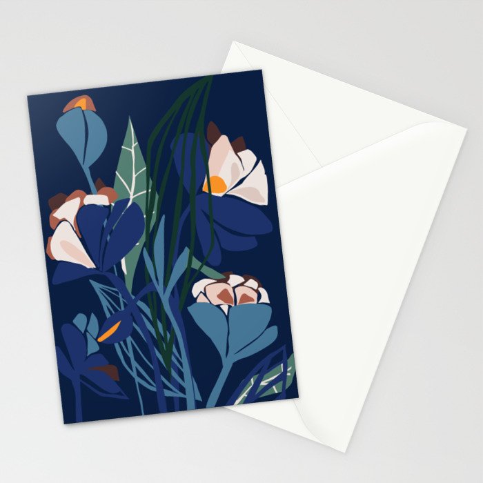 Outside at night â modern floral illustration Stationery Card Gallery Image 2