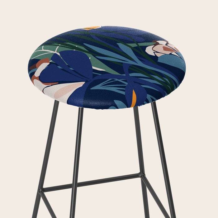 Outside at night â modern floral illustration Stool Gallery Image 2