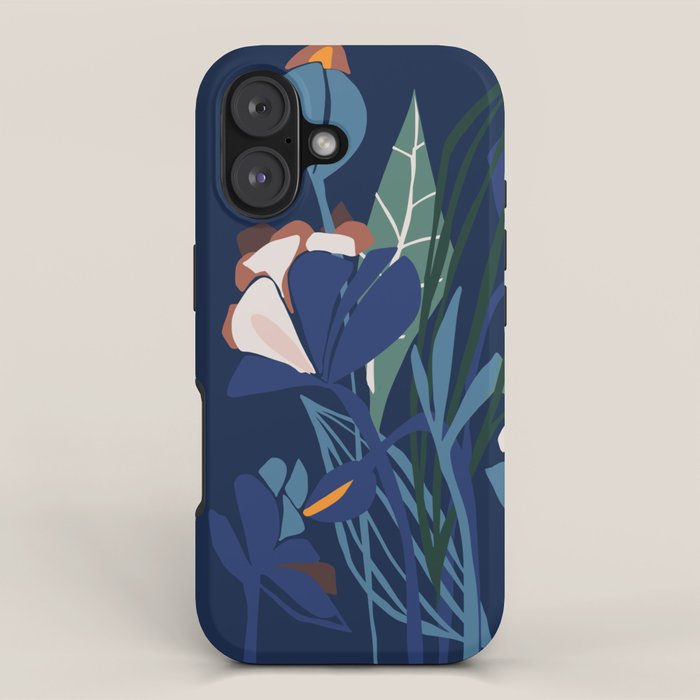 Outside at night â modern floral illustration iPhone Case Gallery Image 1
