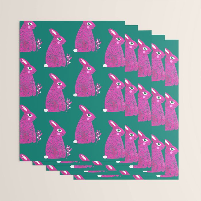 Pink Rabbit Wrapping Paper Gallery Image 3
