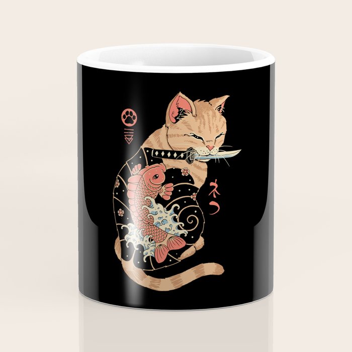 Carp Tattooed Cat Coffee Mug Gallery Image 4