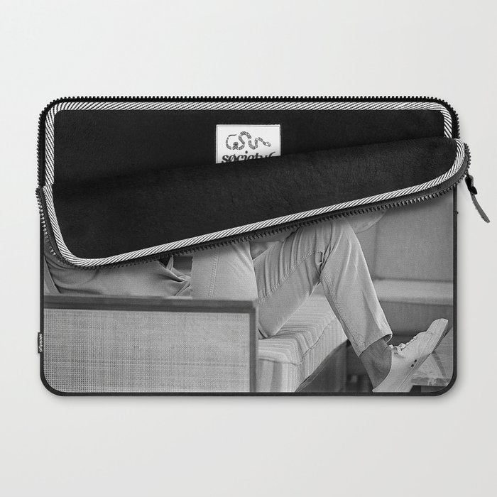 Steve McQueen, Gun, Sunglasses, Retro, Black and White, Photograph Laptop Sleeve Gallery Image 2
