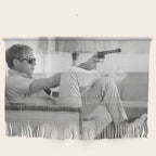 Steve McQueen, Gun, Sunglasses, Retro, Black and White, Photograph Wall Hanging Gallery Image 1