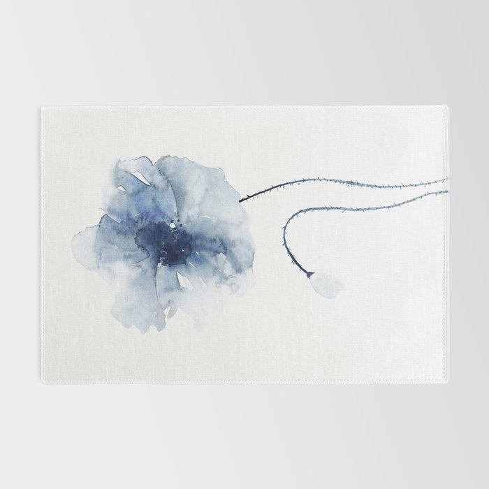 Blue Watercolor Poppies #2 Rug Gallery Image 2