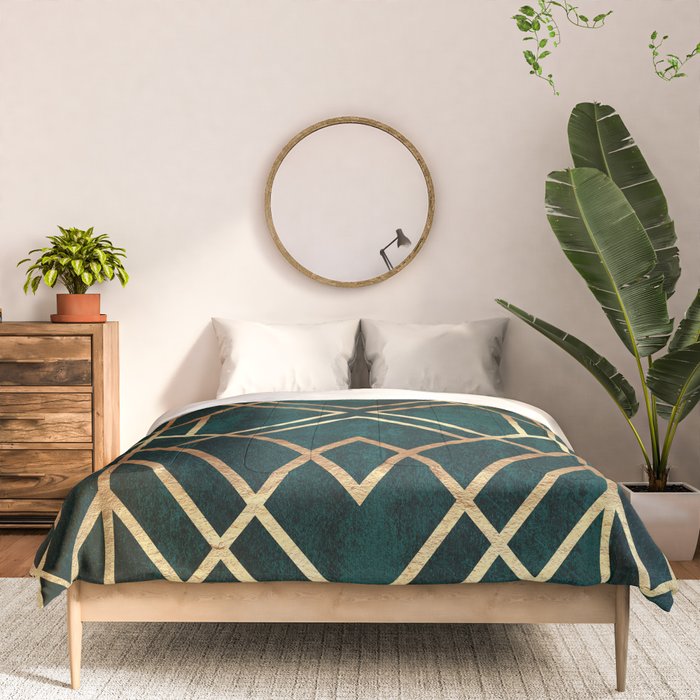 Dark Teal Geo Comforter Gallery Image 3