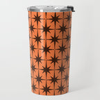 Midcentury Modern Atomic Starburst Pattern in Retro Orange and Dark Brown Travel Mug Gallery Image 2