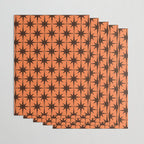 Midcentury Modern Atomic Starburst Pattern in Retro Orange and Dark Brown Wrapping Paper Gallery Image 3