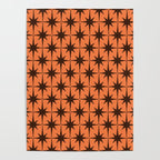 Midcentury Modern Atomic Starburst Pattern in Retro Orange and Dark Brown Poster Gallery Image 4