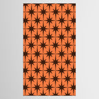 Midcentury Modern Atomic Starburst Pattern in Retro Orange and Dark Brown Tablecloth Gallery Image 2