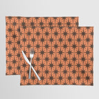 Midcentury Modern Atomic Starburst Pattern in Retro Orange and Dark Brown Placemat Gallery Image 1