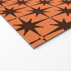 Midcentury Modern Atomic Starburst Pattern in Retro Orange and Dark Brown Welcome Mat Gallery Image 2