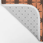 Midcentury Modern Atomic Starburst Pattern in Retro Orange and Dark Brown Bath Mat Gallery Image 2