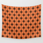 Midcentury Modern Atomic Starburst Pattern in Retro Orange and Dark Brown Wall Tapestry Gallery Image 4