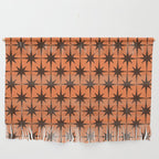 Midcentury Modern Atomic Starburst Pattern in Retro Orange and Dark Brown Wall Hanging Gallery Image 1