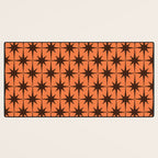 Midcentury Modern Atomic Starburst Pattern in Retro Orange and Dark Brown Desk Mat Gallery Image 3