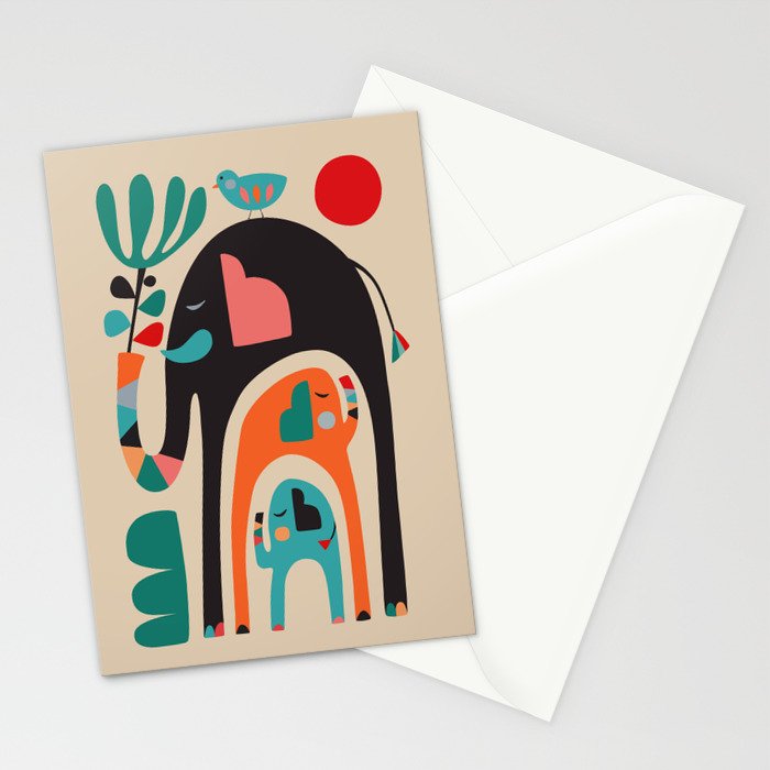 Three elephants Stationery Card Gallery Image 2