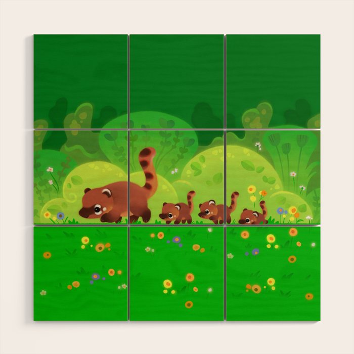 Coati family Wood Wall Art Gallery Image 1