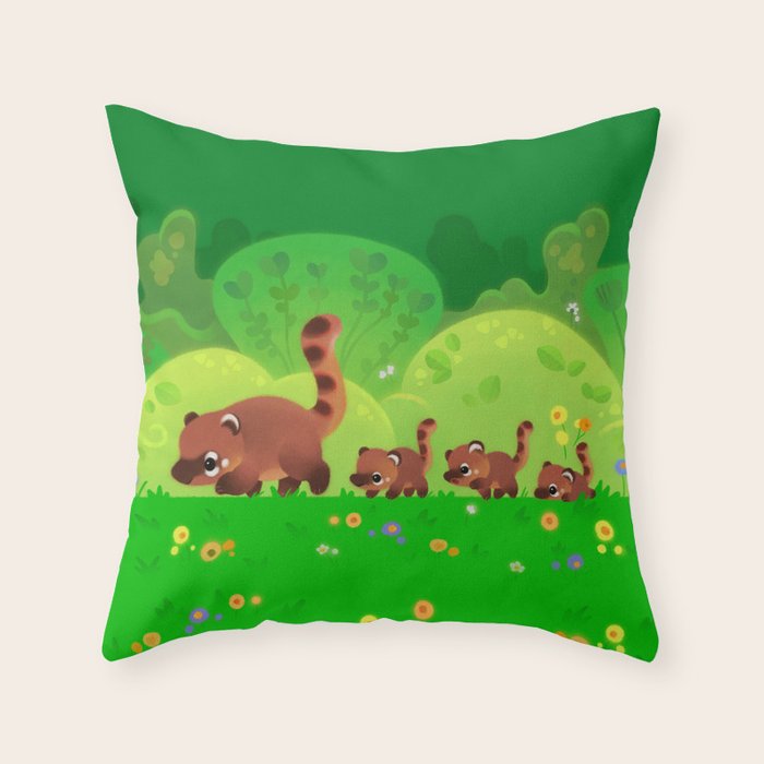 Coati family Throw Pillow Gallery Image 6