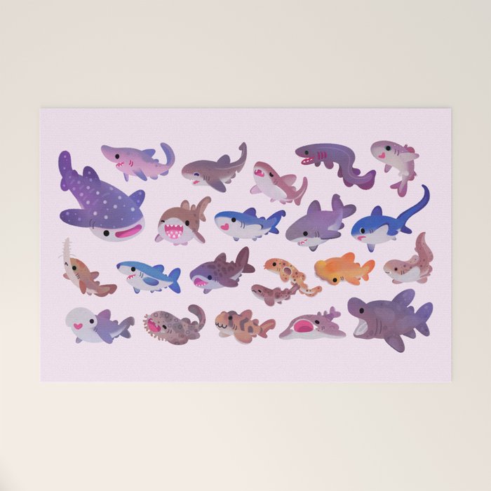 Shark day - pastel Welcome Mat Gallery Image 1