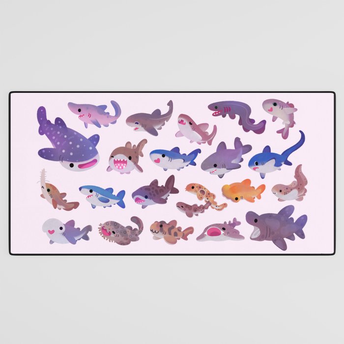 Shark day - pastel Desk Mat Gallery Image 3