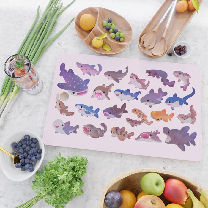 Shark day - pastel Cutting Board Gallery Image 2