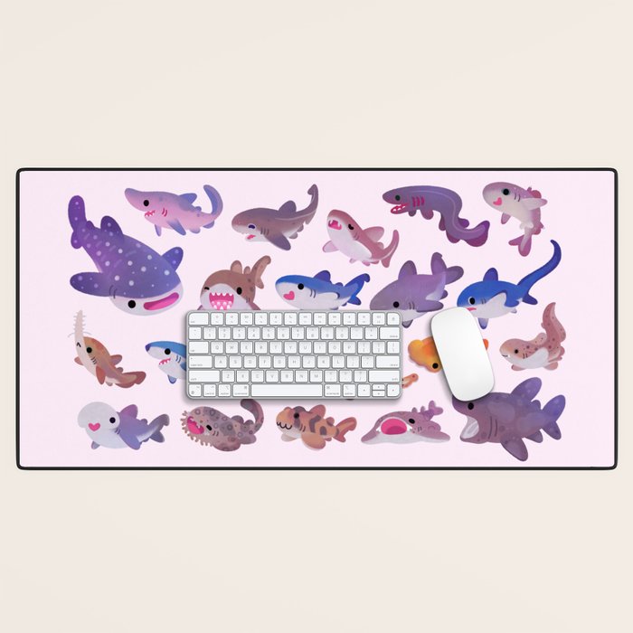 Shark day - pastel Desk Mat Gallery Image 1