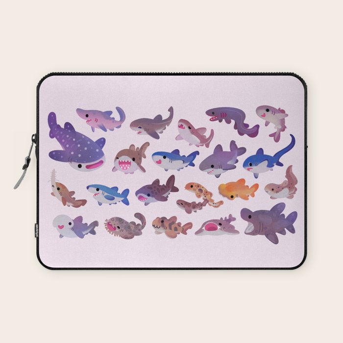 Shark day - pastel Laptop Sleeve Gallery Image 1