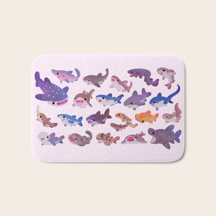 Shark day - pastel Bath Mat Gallery Image 1